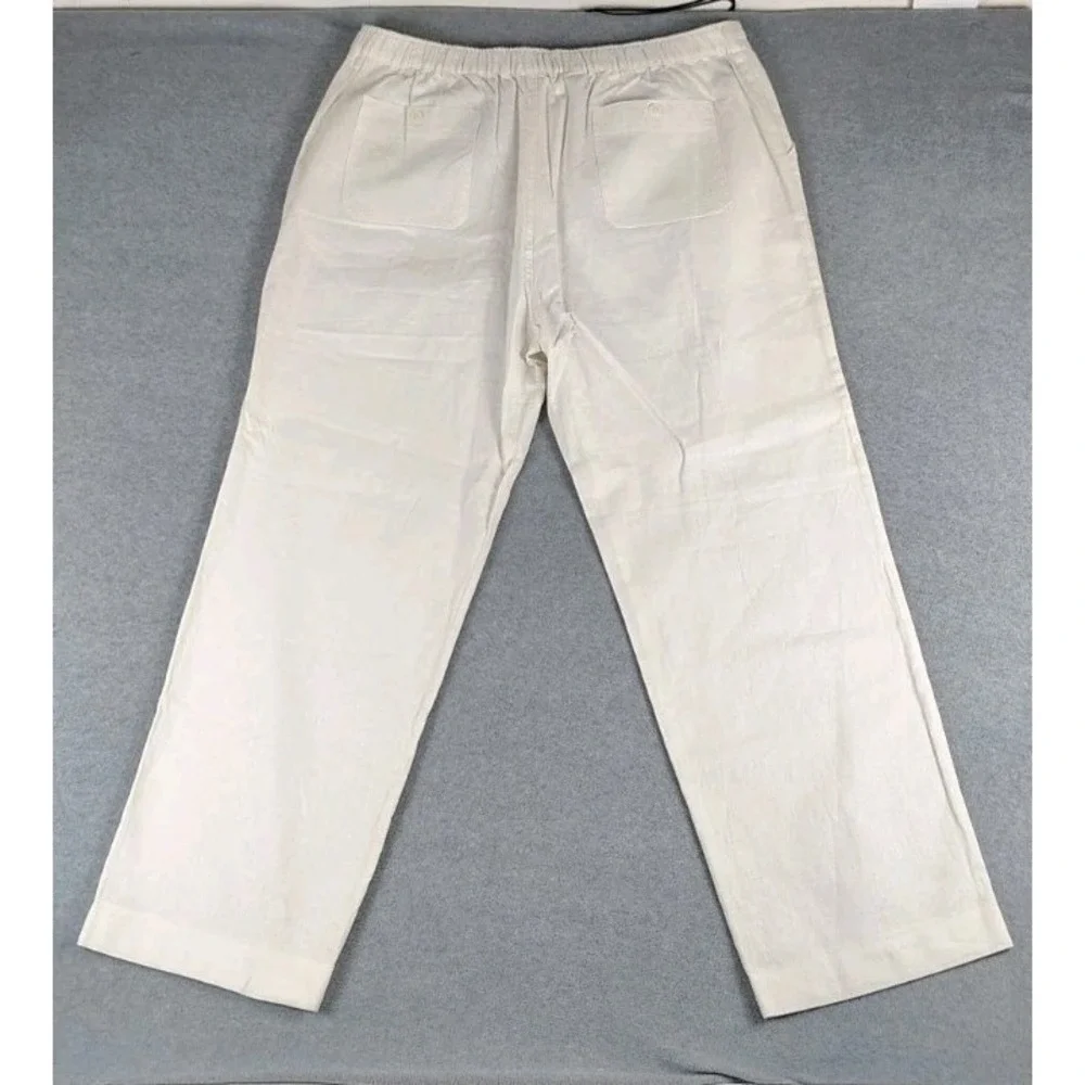 NWF PARC 81 Linen Blend Drawstring  Pant Mens Sz  36x31  Ivory  Leisure Resort